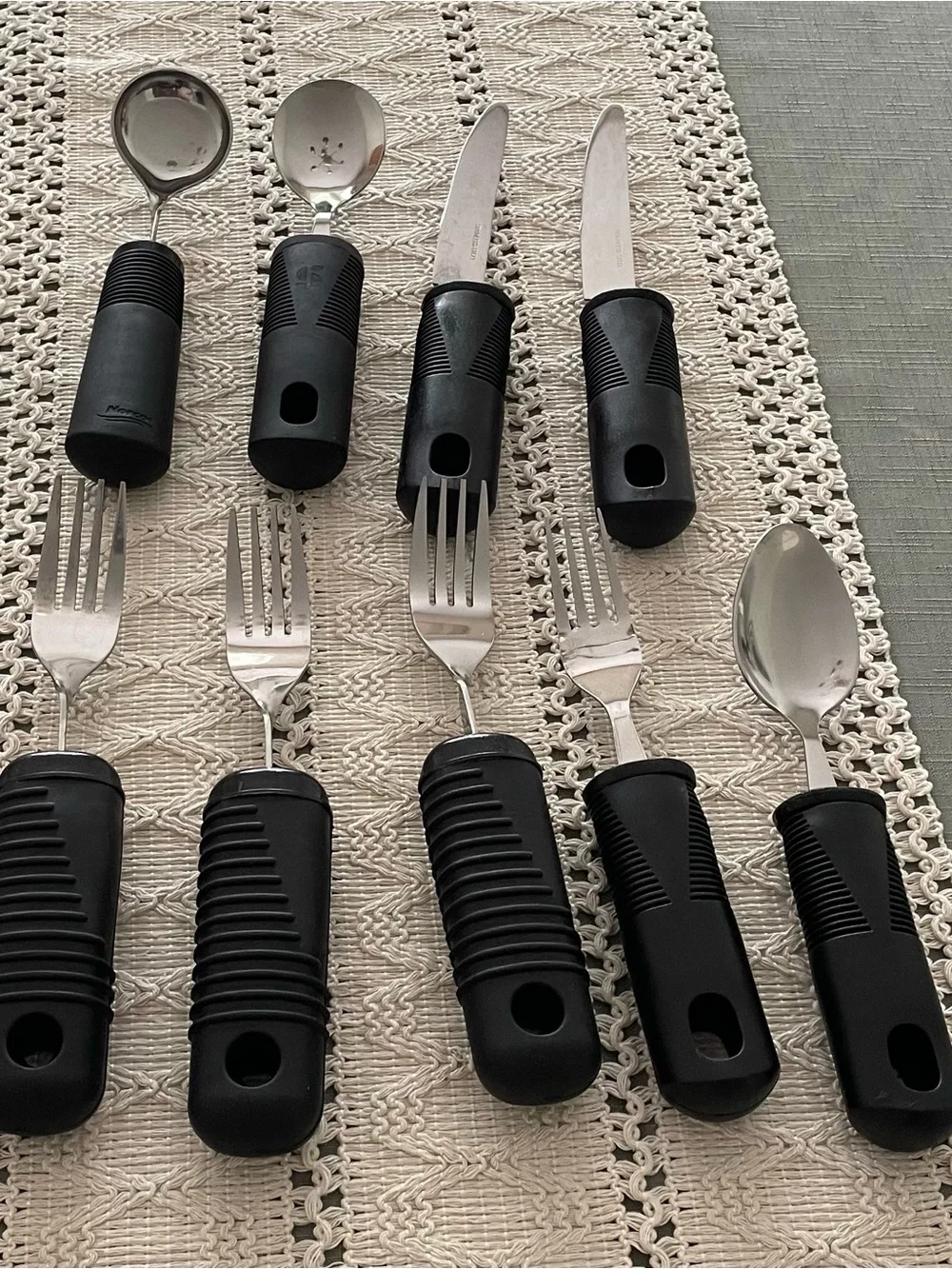 Adaptive Utensils Stainless Steel set of 14- 5 spoons, 5 forks, 4 knives